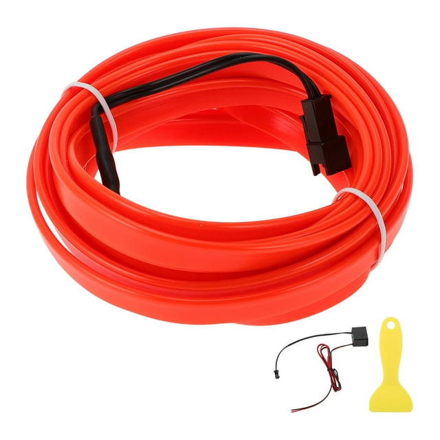 Cuerda de luz LED EL de 4m Unique Bargains, tira de luz de neón flexible para iluminación interior de automóviles, controlador de cableado (12v) rojo