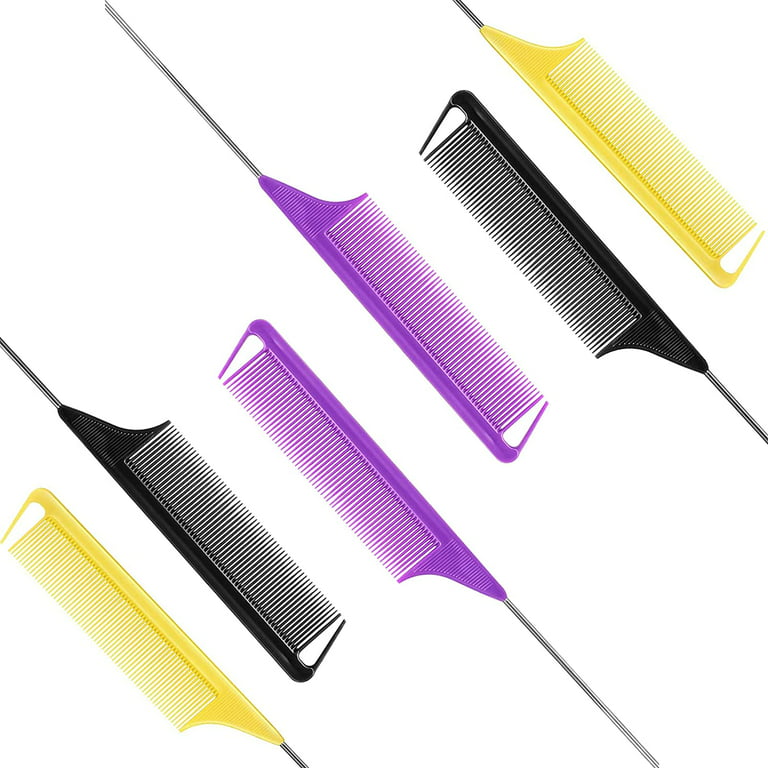 6 PC Purple Rat Tail Styling Comb with Stainless Steel Pintail Braiding  Combs - Blond Forte
