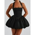 thumbnail image 5 of Michellecmm Women Sleeveless Halter Dress Summer Casual Tie up Backless Corset Bubble Party Dress, 5 of 9