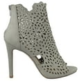 thumbnail image 2 of Delicious Women Stiletto Thin Skinny High Heels Back Zipper Peep Toe Caged Cut Out Gladiator Style Lace Up FATINA-S Stone Gray 8, 2 of 3