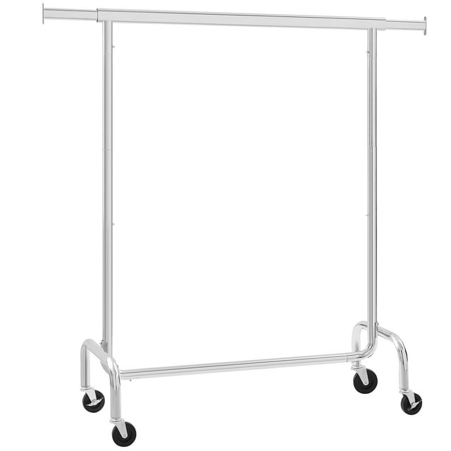 SONGMICS Burro Ropa con Ruedas, Perchero Burro Extensible, Carga Pesada, Carga de 130 kg, Fácil de Montar, Portátil, Plata MHSR11S
