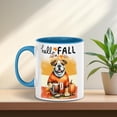 thumbnail image 4 of Hello Fall Bulldog Football Welcome Autumn with Leaves Pumpkins 11oz Accent Two-tone Mug Dog Lover Gifts Idea Coffee Tea Cup - 00012, 4 of 5