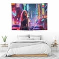 thumbnail image 3 of ONETECH  City Night Tapestry Japanese Neon City Retro Car Urban Street Landscape Tapestry Punk Futuristic Cityscape Wall Hanging Flannel Home Decor Hippie Wall Blankets for Dorm, 3 of 7
