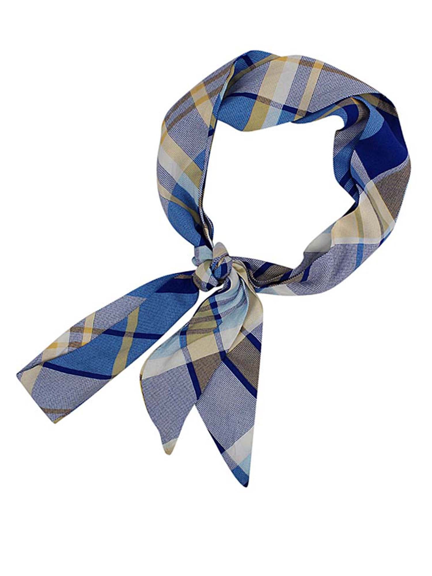 Luxury Divas Plaid Skinny Neck Scarf, Size: One size, Blue