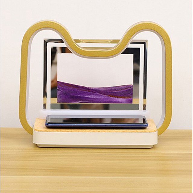 Lámpara de mesa de pintura de arena movediza creativa, teléfono táctil, lámparas de mesa de carga inalámbrica, imagen de Arte de arena móvil, 3 colores regulables