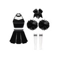 thumbnail image 2 of ZDHoor Girls 2Pcs Cheers Outfit Cheer Leading Set Crop Top with Skirt Dancewear W&Black-F 12, 2 of 5