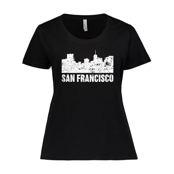 Inktastic San Francisco Skyline with Grunge Women's Plus Size T-Shirt
