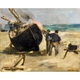 thumbnail image 2 of Manet, Edouard 18x15 White Modern Wood Framed Museum Art Print Titled - Tarring the Boat , 2 of 4