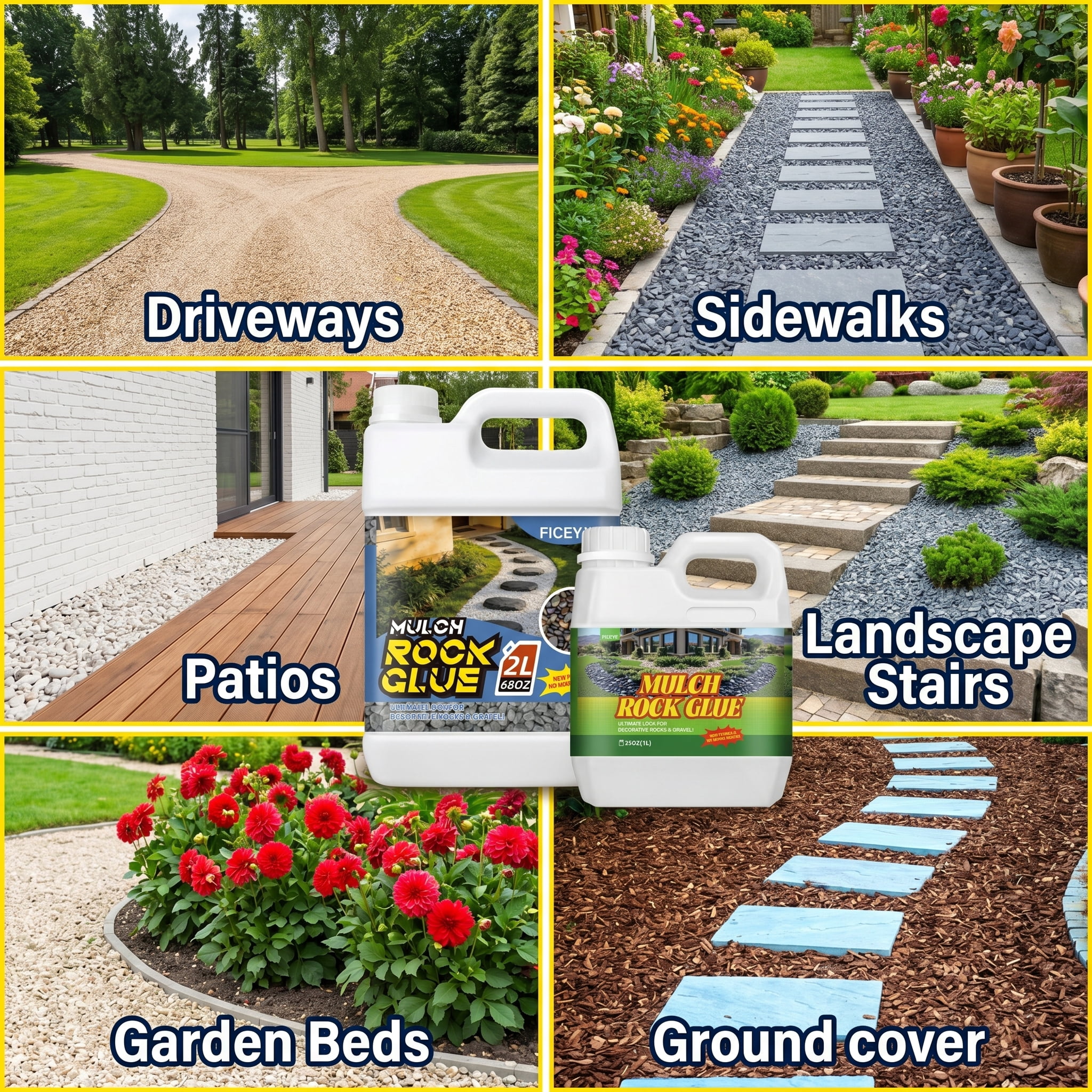 103oz Heavy-Duty Non-Toxic Landscape Glue Suitable For Landscaping - Professional Grade Binder For Pea Gravel, Wood Chips, Stones & Bark | Suitable For Garden Paths, Patios, Borders, Driveways | Stab