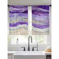 thumbnail image 2 of Abstract Purple Sheer Curtains 54 Inch Long 2 Panels, Gradient Beach Ocean Wave Oil Painting Light Filtering Rod Pocket Curtains, Sheer Voile Drapes for Living Room Bedroom, 52"x54", 2 of 8