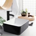 thumbnail image 7 of Black And White Ceramic Bathroom Sink, 16" X 12" Above Counter Porcelain Vessel Vanity Sink, Rectangle Modern Art Basin, 7 of 7