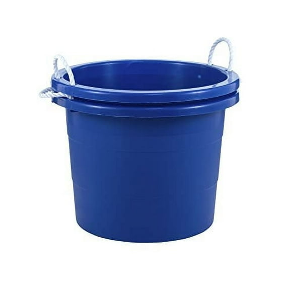 United Solutions Easy-Access Storage Rope Handle Tub, 19 Gallon, Blue, 2 Count TU0335