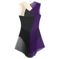 thumbnail image 7 of Aiihoo Womens Figure Skating Dance Dress Sparkly Color Block Sleeveless Skirted Leotard Dress Purple L, 7 of 7