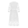 thumbnail image 5 of Ayolanni Summer Dresses for Women 2025 Vacation Plus Size V-Neck White Solid Long Sleeve Midi Dresses Ladies Dresses XL, 5 of 7