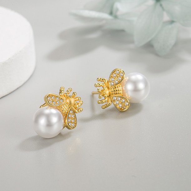 KADER Jewelry Moissanite Mujeres Diamante Original Plata Perla 925 Pendientes De Tuerca M021