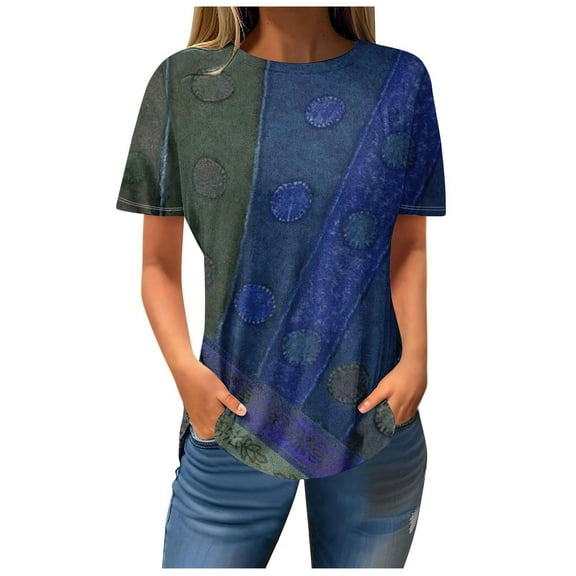 ICHUANYI Womens Casual Solid Short Sleeve Crew Neck Shirts T-shirt Tops Fashion Clothing