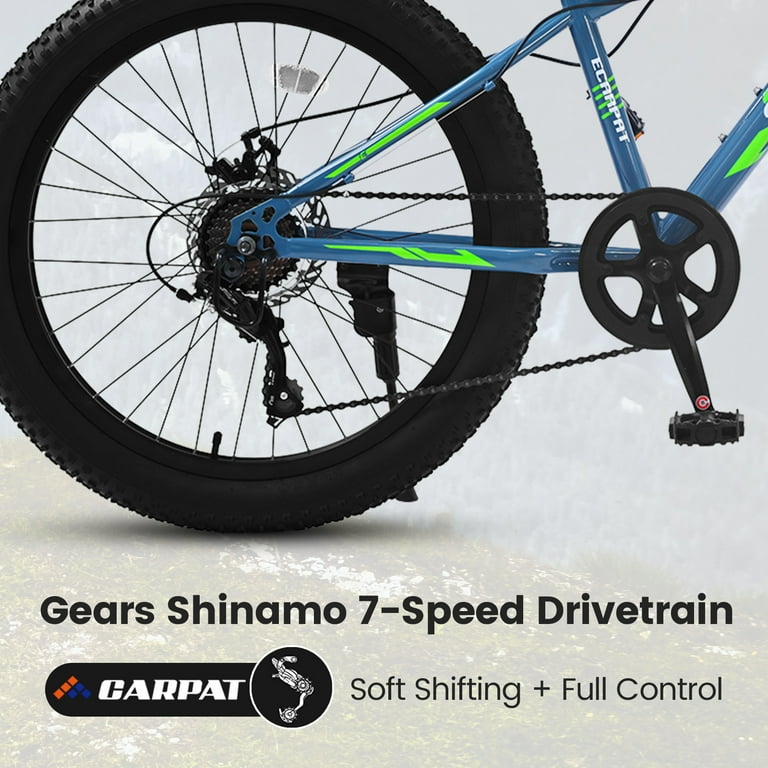 24 inch Mountain Bike with Fat Tires Kids Bike with Disc Brakes Suspension