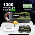 thumbnail image 2 of Batería Lipo OVONIC 4s 100C 1300mAh 14.8V con conector XT60 para Drone RC FPV Racing Quadcopter, 2 of 6