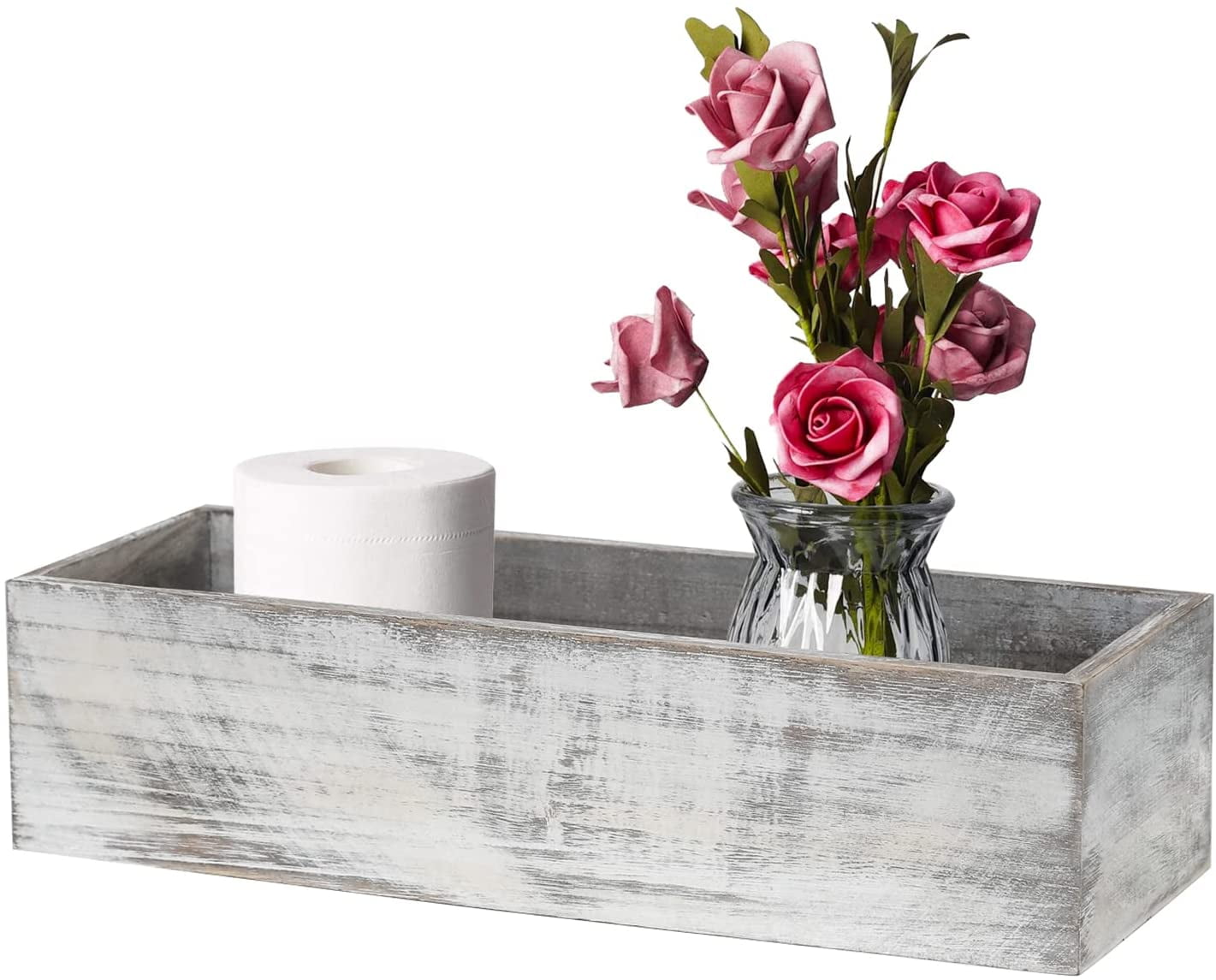 Homebeez Bathroom Decor Box,Rustic Wooden Storage Box for Farmhouse