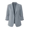 thumbnail image 6 of Drovellove Plus Size Women's Casual Blazer with Pockets Three Quarter Sleeve Lapel Collar Solid Color Work Jacket - Breathable Office Professional & Weekend Layering Essential, 6 of 9