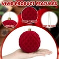 thumbnail image 6 of Kbndieu Extra Large Velvet Christmas Ornaments for Christmas Tree Decorations, Red Flocked Christmas Balls Shatterproof Christmas Tree Ornaments Decorations Set (2PCS, 3.94inch), 6 of 6