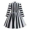 thumbnail image 2 of Women's Gothic Striped Dress - Black & White Dramatic Costume, 2 of 5