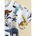 thumbnail image 6 of Wassery Infant Baby Boys Summer Clothes 3 12 18 24 Months Newborn Boys Outfits Colorful Dinosaur Print Crew Neck Short Sleeve T-Shirts and Elastic Waist Shorts 2Pcs Set, 6 of 9