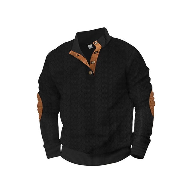 pstuiky camisas de manga larga para hombre, Camisa holgada de manga larga con cuello alto para hombre Tops de hombre xxxl