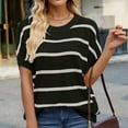 thumbnail image 7 of TKLPEHG Womens Short Sleeve Tops Crew Neck Sweater Top Fashion Casual Comfy Loose Striped Print Graphic Tee Summer Outfits (Black,M), 7 of 7