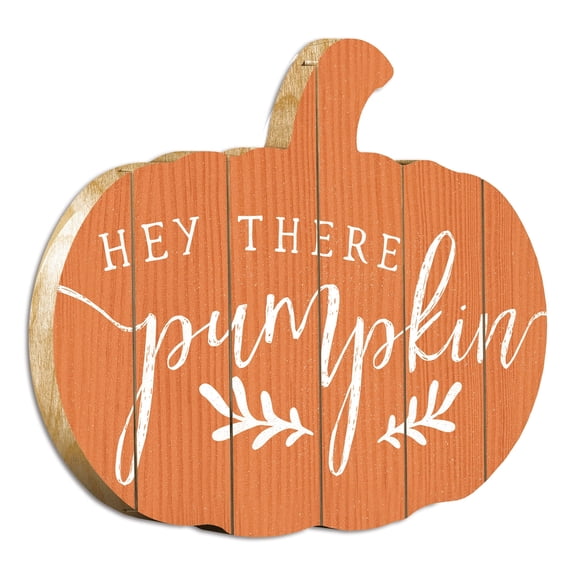 Hey There Pumpkin By Lux Me Designs Printed on Wood Pumpkin Wall Art-Orange