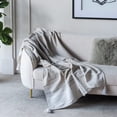 thumbnail image 2 of A&B Home Throw Blanket - Beige and White Stripe Woven Cotton Blend Blanket, 50" x 60", 2 of 9
