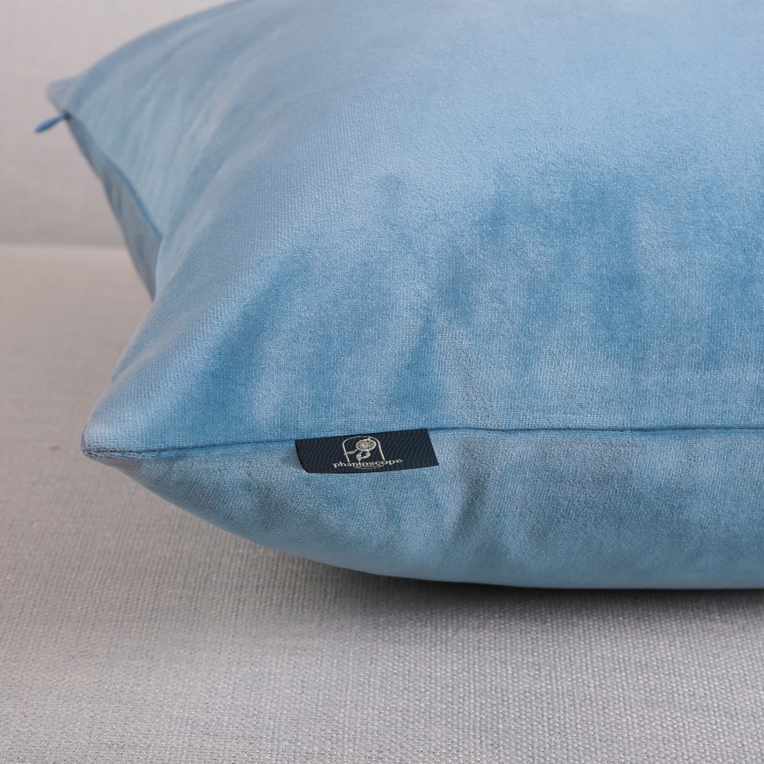 Phantoscope Soft Silky Velvet Series Decorative Throw Pillow, 20" x 20", Blue, 1 Pack