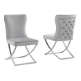 thumbnail image 2 of Modern Dining Room Chair Set of 2 Gray Velvet Upholstered, Tufted, Chrome Plated Legs, Kitchen Dining Chair Set, 2 of 3