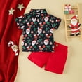 thumbnail image 2 of UACY Toddler Christmas Boy Clothes Outfits Toddler Kids Baby Boy Santa Deer Print Short Sleeve T Shirt Red Shorts Gentleman Suit Xmas 2pcs Outfits Set(Black,4-5 Years), 2 of 9