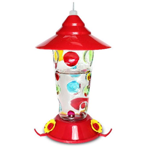 PineBush PINE88026 Handpainted Dots Glass Hummingbird Feeder Walmart