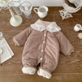thumbnail image 4 of Body De Bebé Canastilla Onesies Para Niños Pequeños Acolchado Engrosamiento Mono Otoño Invierno Ropa Floral Cálido Algodón Ropa Mameluco Mameluco Ropa De Salida Caqui Odeerbi LM103-3173, 4 of 9