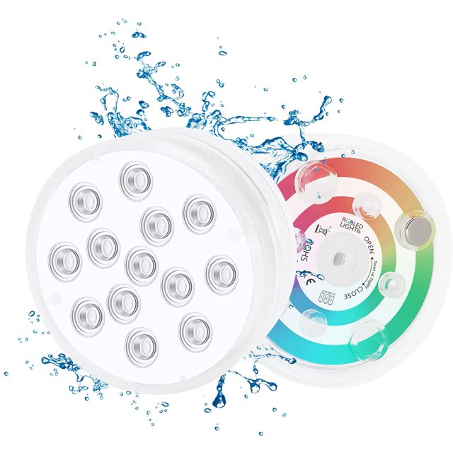Luz LED sumergible, luces de piscina multicolor IP68 con control remoto, luces de piscina sobre el suelo, para acuario, spa, piscina, pecera, decoración de bañera (2 piezas inalámbricas) JAMW Sencillez