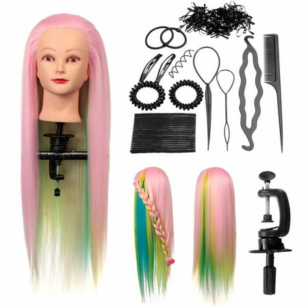 27 Hairdressing Pink Rainbow Hair Mannequin Head Cosmetology
