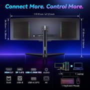 Deco Gear 49 Curved Gaming Monitor, 5120x1440 144Hz OLED Monitor, 32:9 Ultrawide Monitor, QD-OLED 0.03ms HDR400 True Black, 100% sRGB, HDMI 2.1, 90W USB-C, KVM, Built-in Speakers