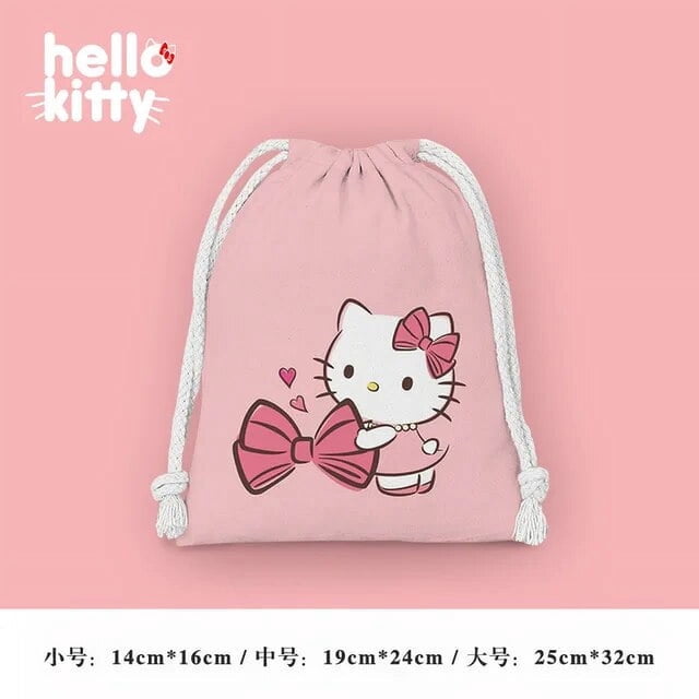 Pochacco Drawstring Pocket Storage Bag Cute Sanrio Cartoon Print Waterproof Ladies Girl Portable Folding Bag Drawstring Bag Gift