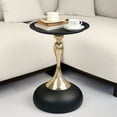 thumbnail image 7 of CERBIOR Modern Round Side Table with Gold Pedestal Base, Black Metal Top, Accent Drink Table for Living Room, 7 of 7