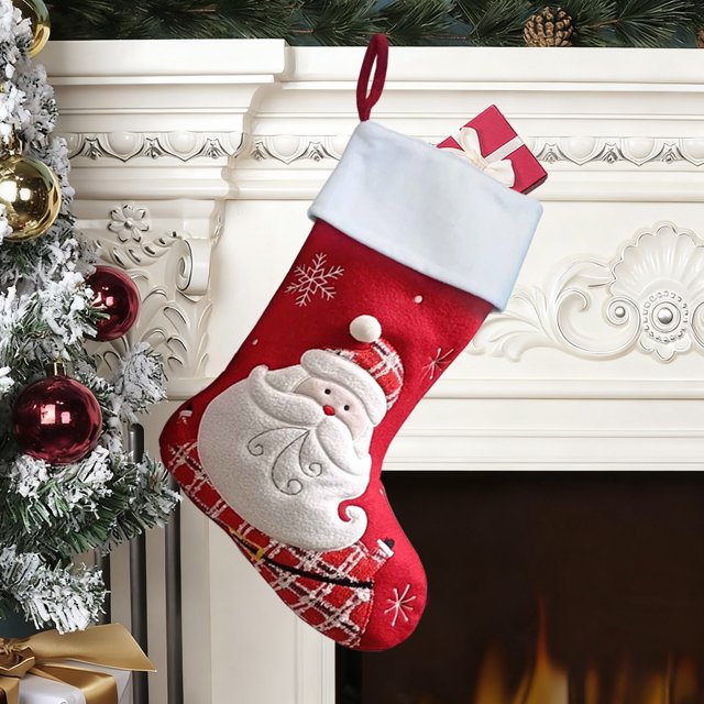 Christmas Socks Christmas Decorations Santa Claus Small Socks Gift Bags Christmas Bags Hanging Ornaments Pockets Knit Patchwork Style