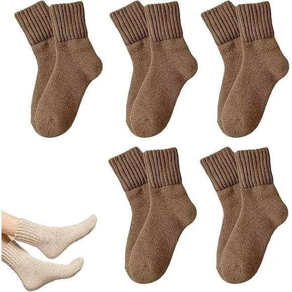 5 Paires de Chaussettes Mi-Mollet Unies pour Femmes - Chaussettes Côtelées Rétro pour Femmes, Chaussettes Confortables Décontractées pour Tous les Jours