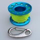 thumbnail image 2 of Carrete de dedo de aleación con clip de acero inoxidable, carrete técnico de buceo de 10 m azul, 2 of 9