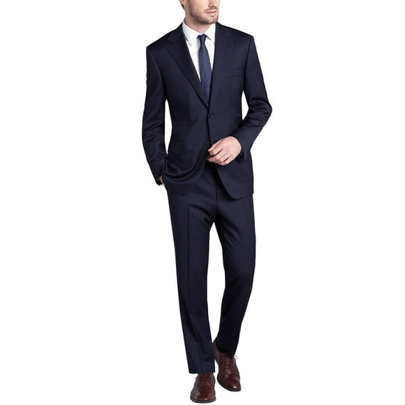 DTI GV Executive Men's Two Button Suit Modern Fit Blazer Jacket Pants 2 Piece (40 Regular US / 50R EU/W 34"" Navy)