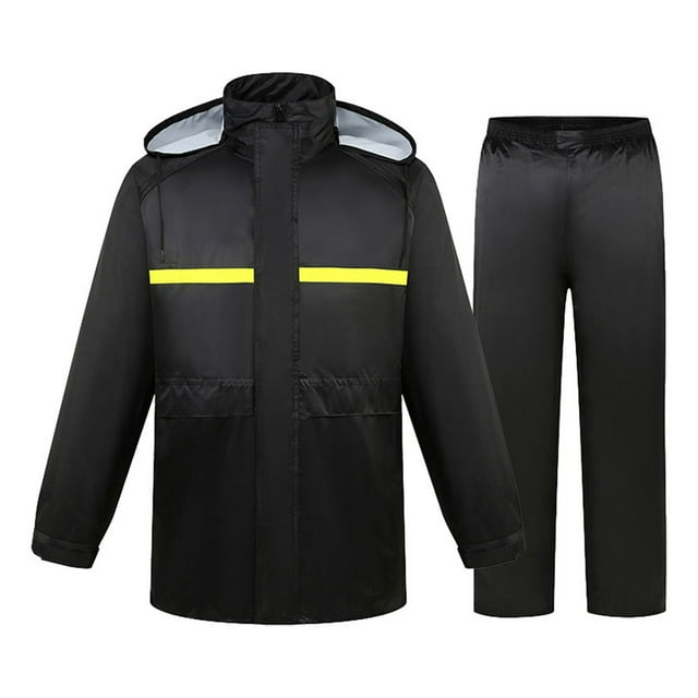 YOUSNH Men's Two Tier Rain Suits Rain Jacket with Pants High Visibility Rain Gear Rain Suits for Men BK2_003 XL