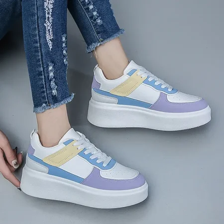 

Color Block Lace-up Front Flatform Skate Shoes