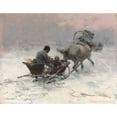 thumbnail image 3 of Alfred Von Wierusz-Kowalski 14x12 Black Modern Framed Museum Art Print Titled - Sleight Ride, 3 of 5