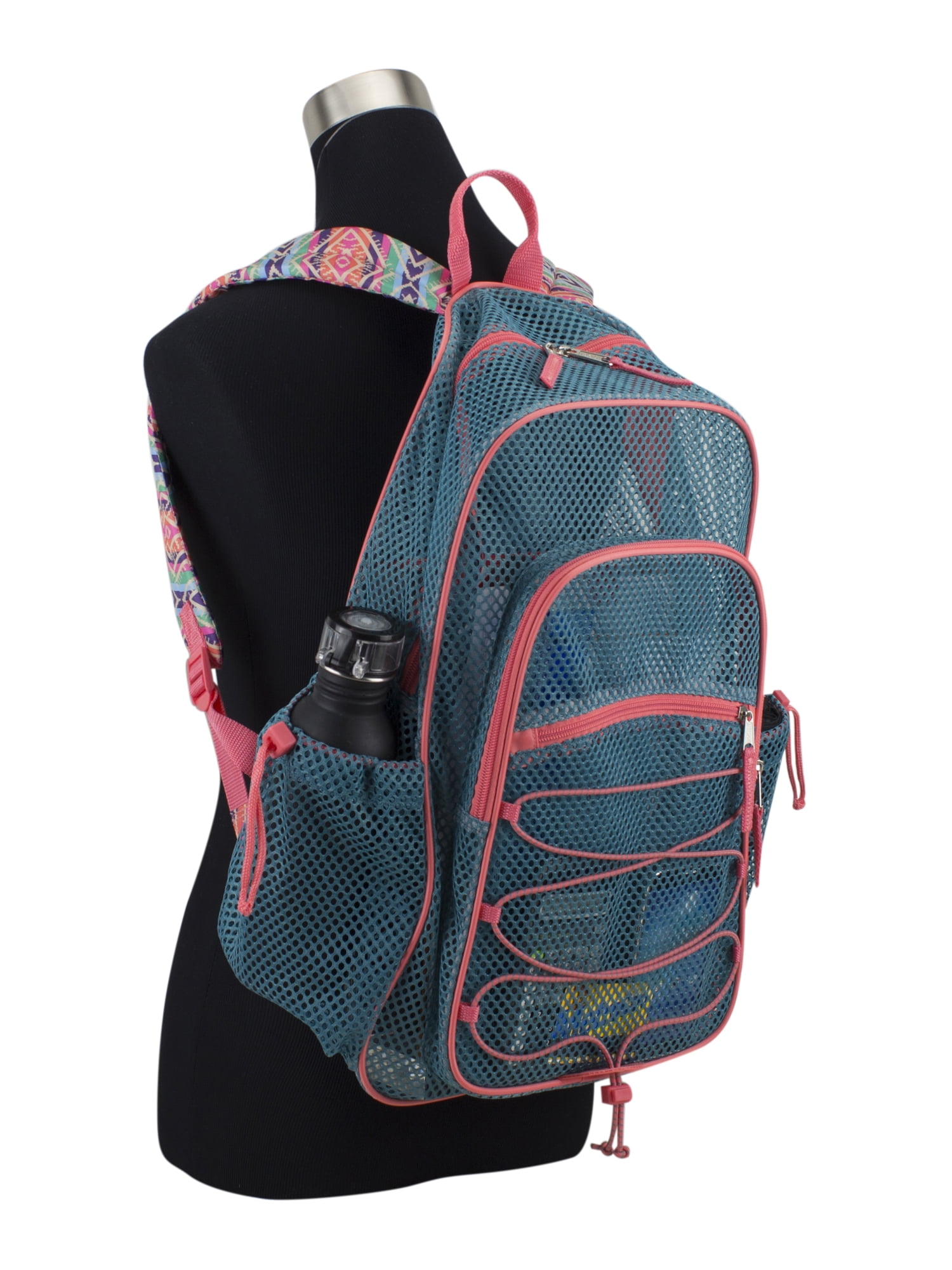 Eastsport Unisex Large Mesh Backpack with Bungee, Aqua Haze