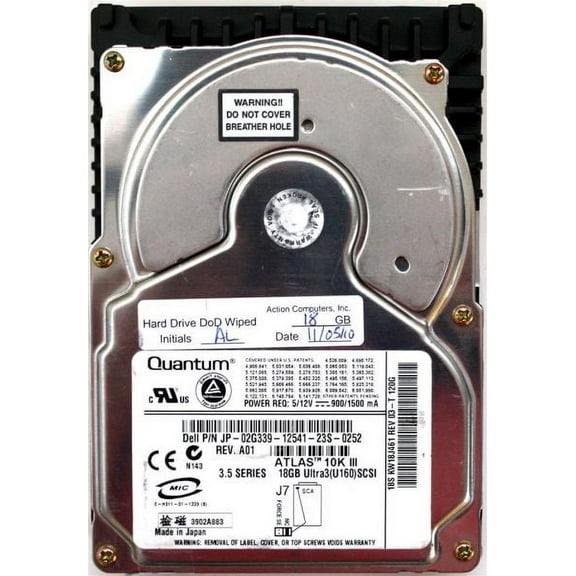 18GB ATLAS 10K III Ultra3(U160)SCSI HDD, 18S KW18J461 REV 03-T 120G, JP-02G339-12541